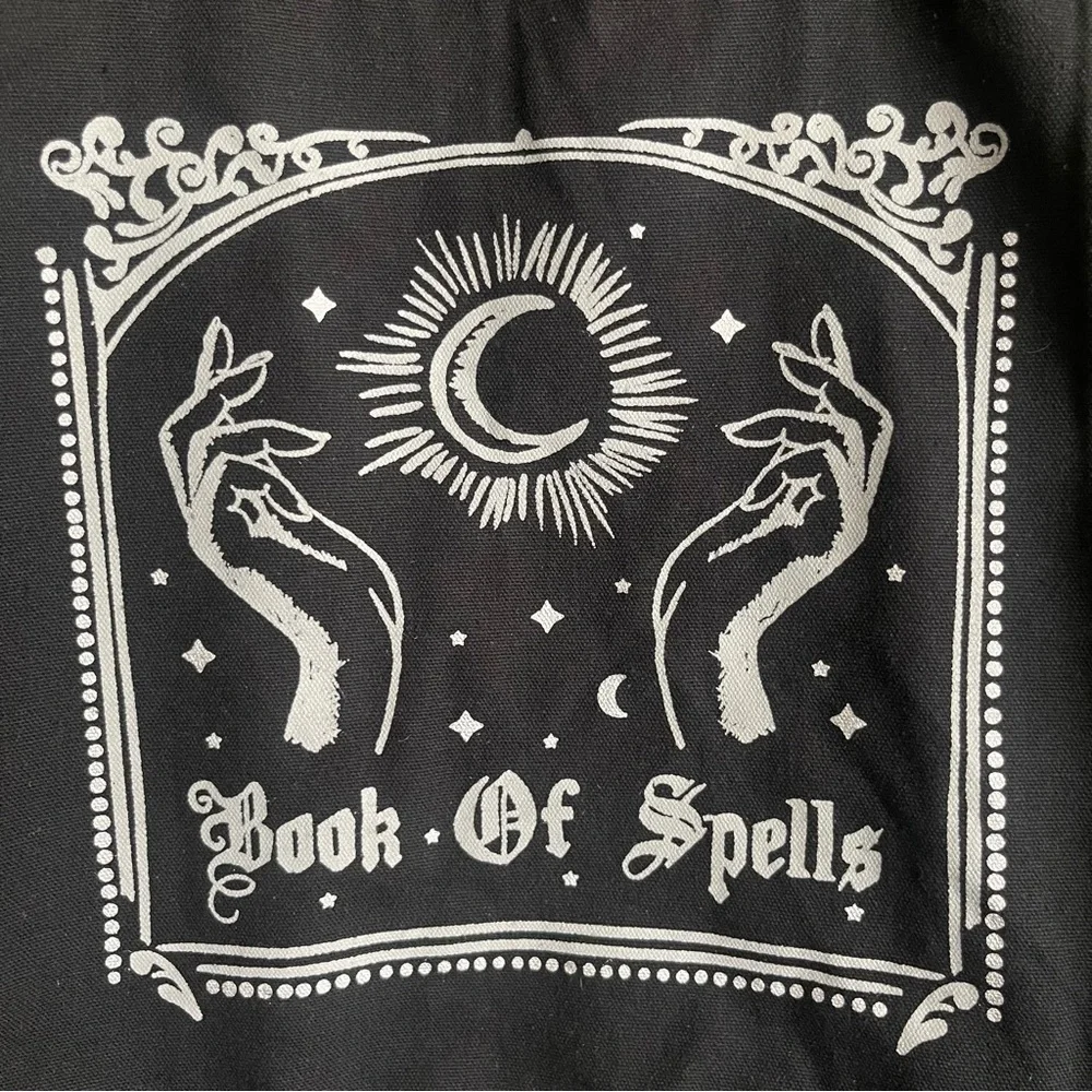 Book of Spells Black Double Sided Canvas Tote NEW Magic